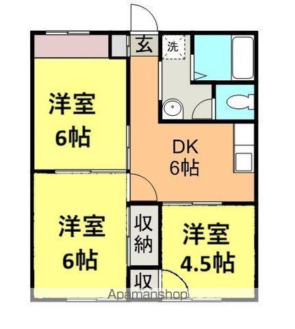 八代リバーサイドマンション(3DK/4階)の間取り写真