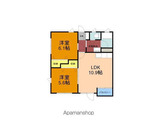 ピュアコート(2LDK/1階)の間取り写真