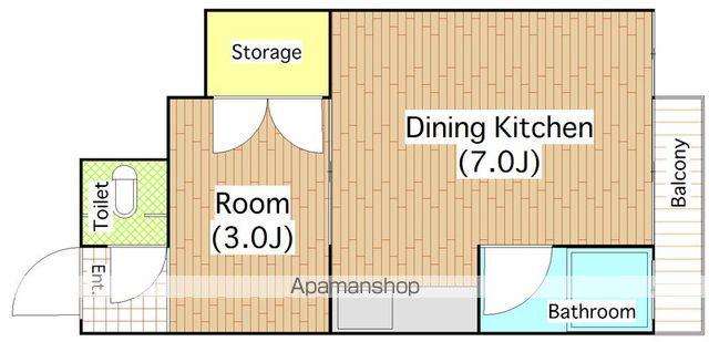 中央マンション(1K/3階)の間取り写真