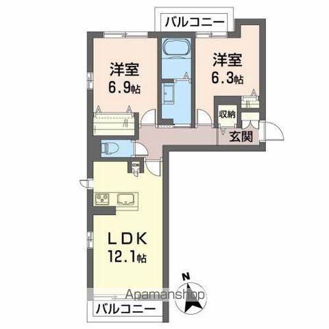 プランドール南矢野目(2LDK/2階)の間取り写真