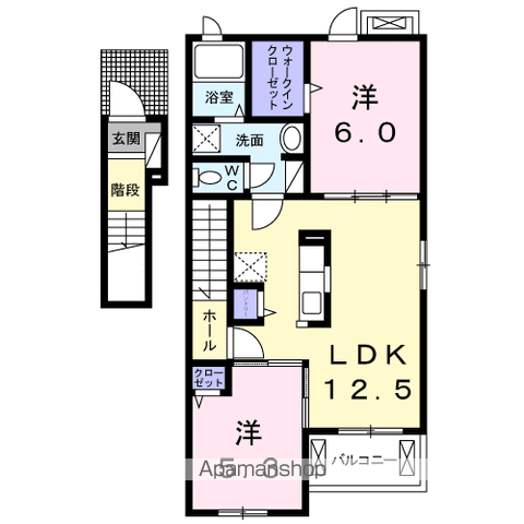 フリーダムⅡ(2LDK/2階)の間取り写真