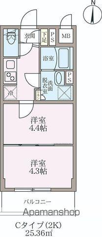 ラヴィエール住吉(2K/2階)の間取り写真