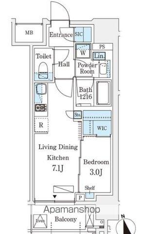 シーズンフラッツ浅草六丁目(1DK/10階)の間取り写真
