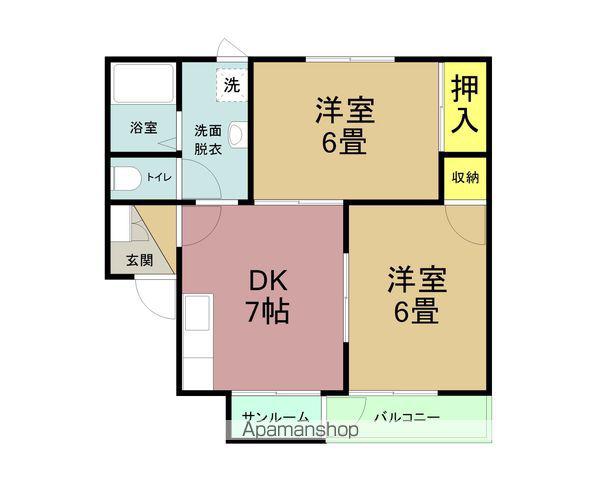 ユートピア湊高台3号棟(2DK/2階)の間取り写真