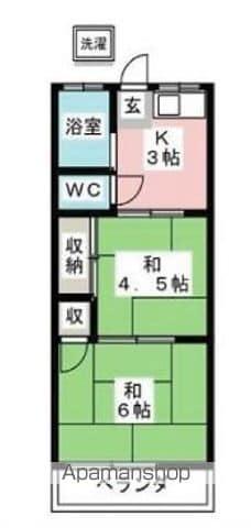 第5田中荘(2K/2階)の間取り写真