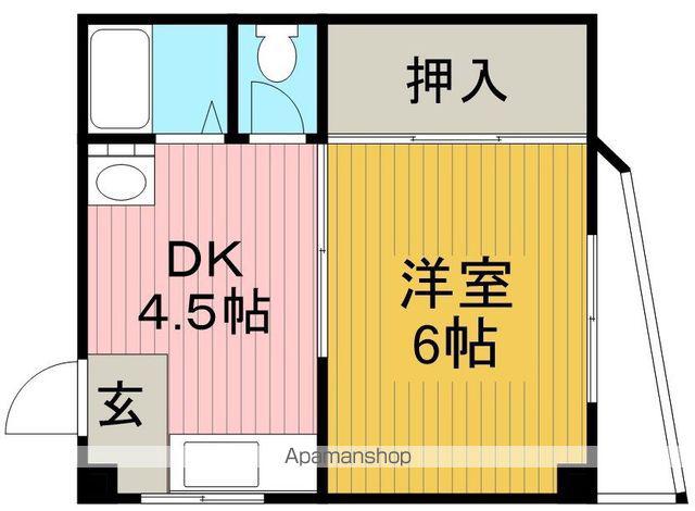 ユーエスハイツ(1DK/2階)の間取り写真