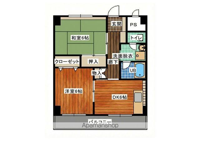 コーポタケショウ(2DK/6階)の間取り写真