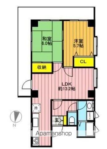 小町ビル(2LDK/4階)の間取り写真