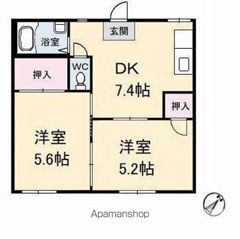 ジュネス川口(2DK/1階)の間取り写真