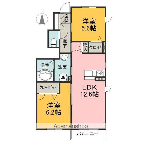 エスペランサ(2LDK/1階)の間取り写真