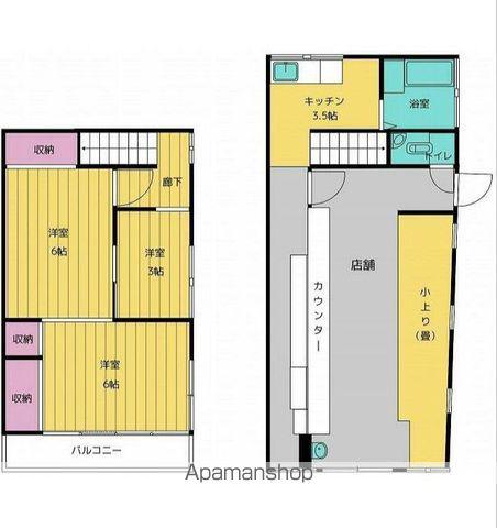 千代田・常磐緩行線 北小金駅 徒歩30分 2階建 築58年(3K)の間取り写真