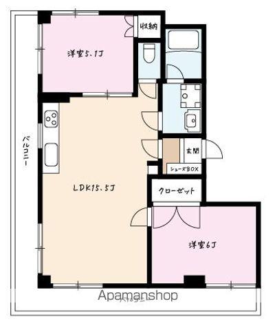 ローヤルパレス青梅ヒルズ(2LDK/4階)の間取り写真