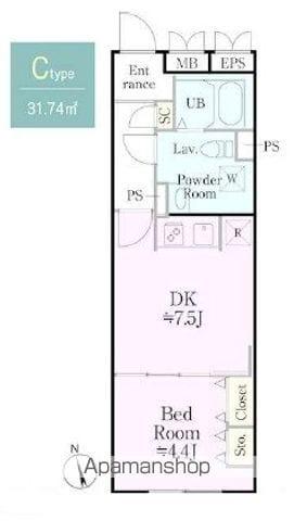 グローリオシェルト練馬桜台(1DK/2階)の間取り写真