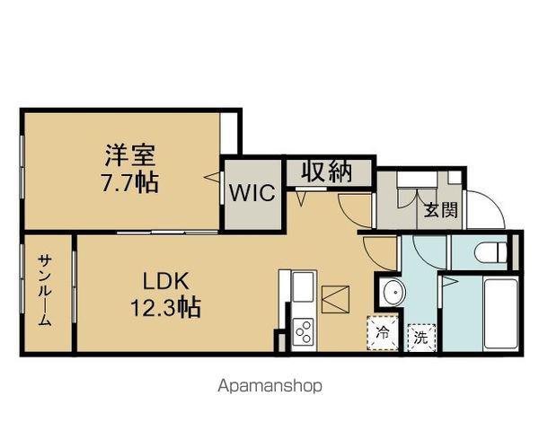 ルシェロⅠ(1LDK/1階)の間取り写真