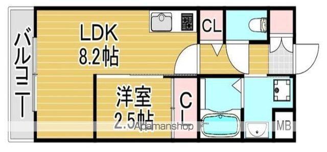 PHOENIX千早(1LDK/3階)の間取り写真
