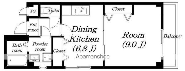 エスポワール大将軍(1DK/3階)の間取り写真