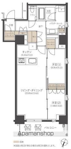 CLUB NEXUS 薬院大通(2LDK/7階)の間取り写真