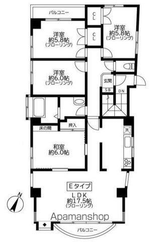 ラフィネ横浜(4LDK/4階)の間取り写真