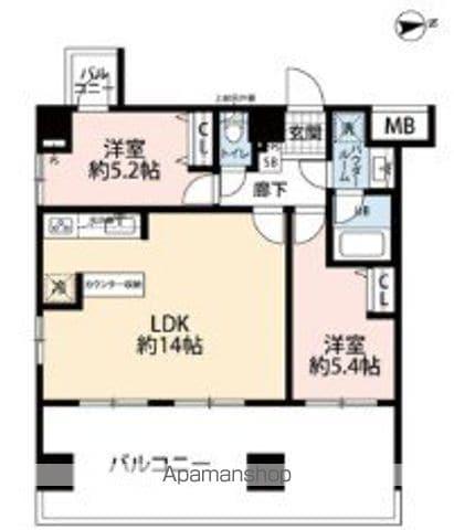 EXZA REGARO西日暮里(2LDK/6階)の間取り写真