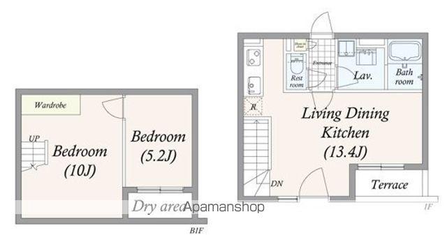 GRAN PASEO 池尻大橋(2LDK/1階)の間取り写真