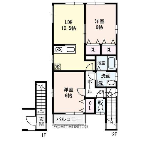 エスベランサU D棟(2LDK/2階)の間取り写真