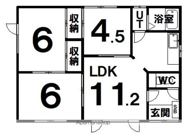 光陽町13番14号2戸(3LDK/3階)の間取り写真