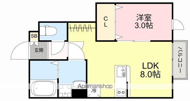 デュマンⅡ(1LDK/1階)の間取り写真