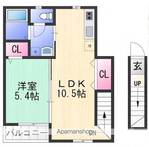 TJ杭ノ瀬Ⅱ A(1LDK/2階)の間取り写真