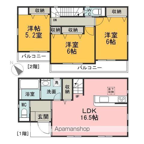 西武池袋・豊島線 入間市駅 バス乗車時間:10分 扇町屋二丁目バス停で下車 徒歩3分 2階建 新築(3LDK)の間取り写真