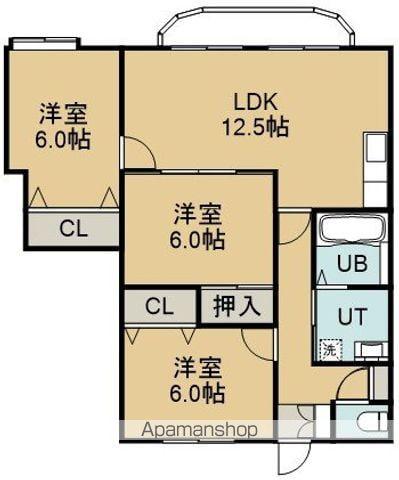 マンショングリーンリーフ(3LDK/3階)の間取り写真