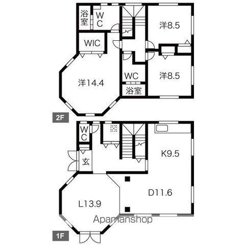 名古屋市東山線 上社駅 徒歩19分 2階建 築26年(3LDK)の間取り写真