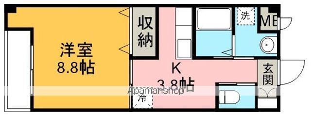 ロハスY新宿(1K/3階)の間取り写真