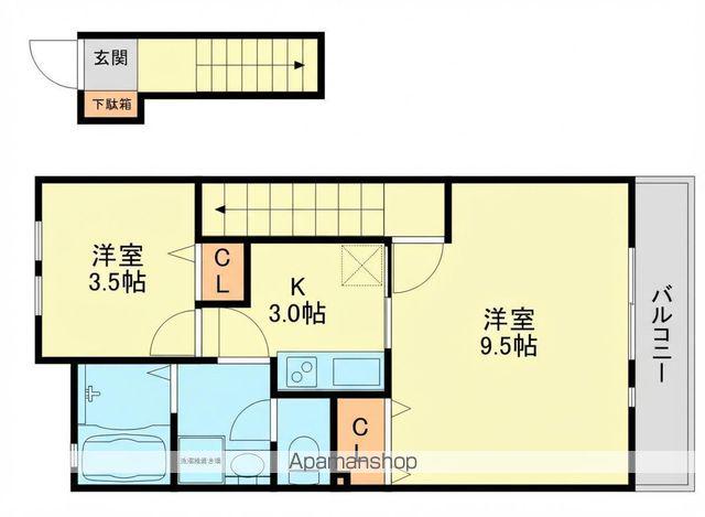 ウエストパレスⅡ(1LDK/2階)の間取り写真