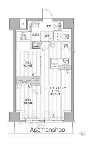 Y'S本所(2LDK/8階)の間取り写真