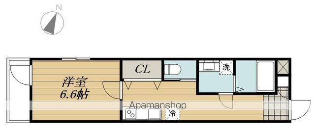 MELDIA福生Ⅲ(1K/2階)の間取り写真
