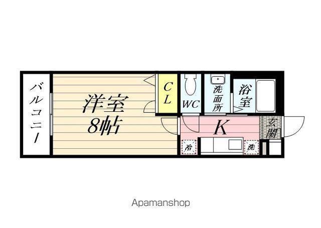 BELLS(1K/2階)の間取り写真