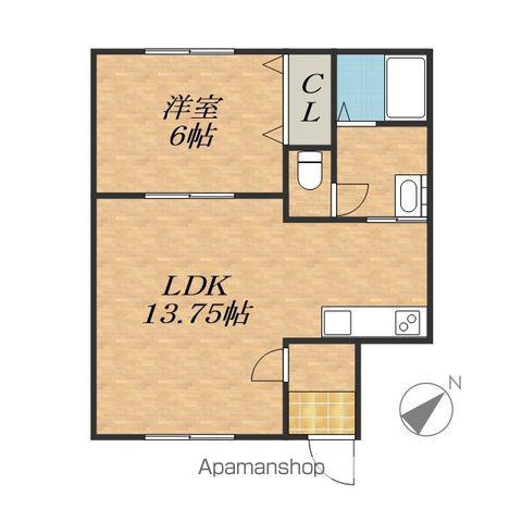 アップルハウス B棟(1LDK/2階)の間取り写真