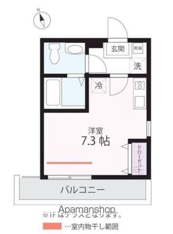 QUIET CRAB HOUSE 溝ノ口D号棟(ワンルーム/1階)の間取り写真