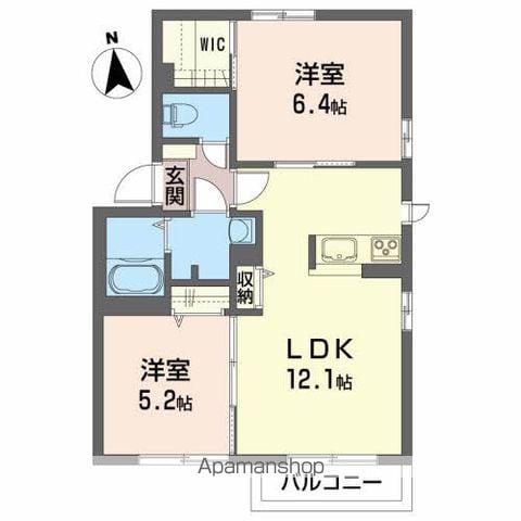 ディアスセフィーラⅢ(2LDK/1階)の間取り写真