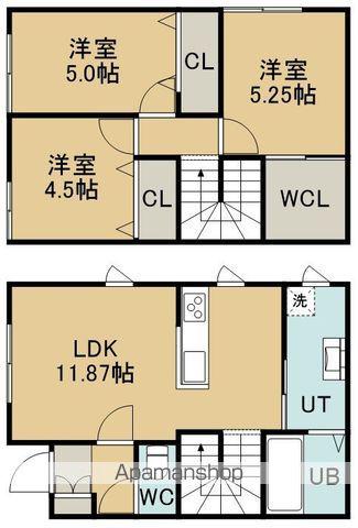 富岡町2丁目1棟二戸(3LDK/2階)の間取り写真