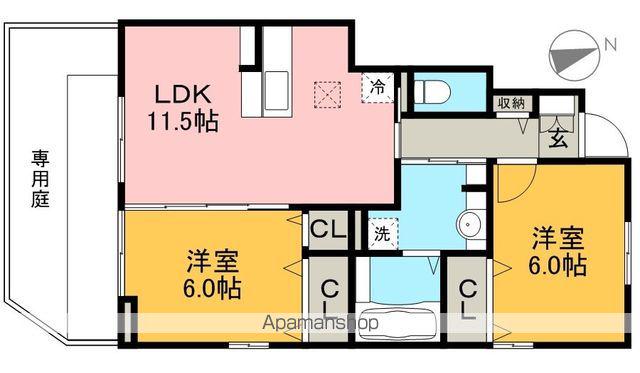 アメージングコート(2LDK/1階)の間取り写真