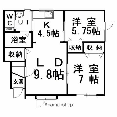 ハイツ田代柳町Ⅰ(2LDK/1階)の間取り写真