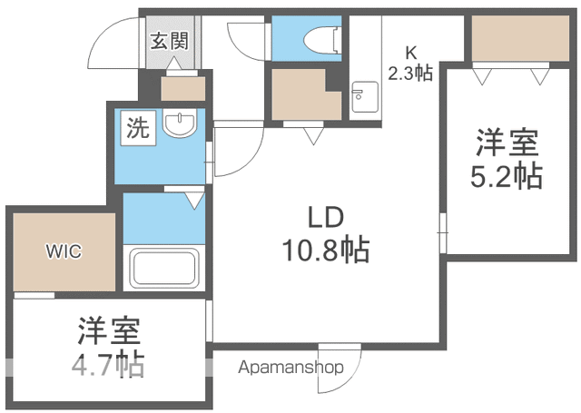 LE CLAIR MINAMIMARUYAMA(2LDK/1階)の間取り写真