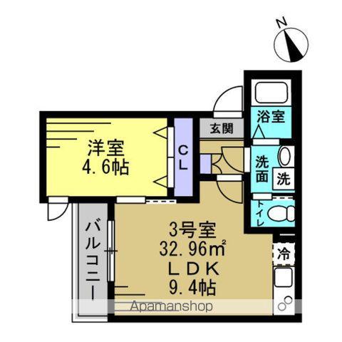プラリヴェールコート(1LDK/3階)の間取り写真