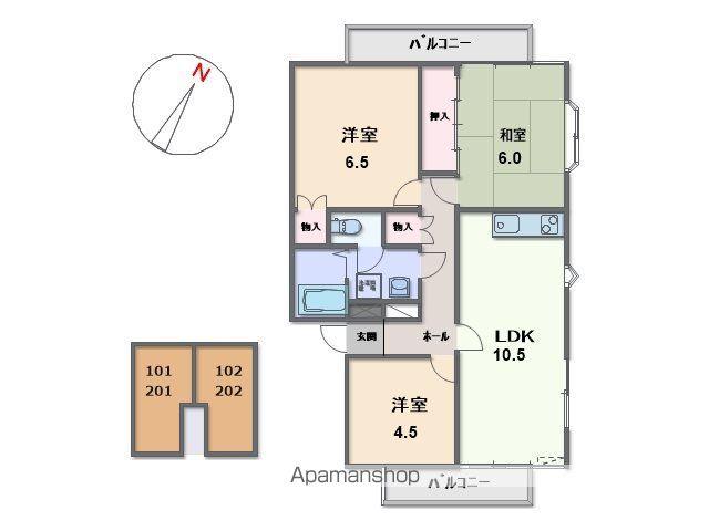 メイセイ・レジデンス(3LDK/2階)の間取り写真
