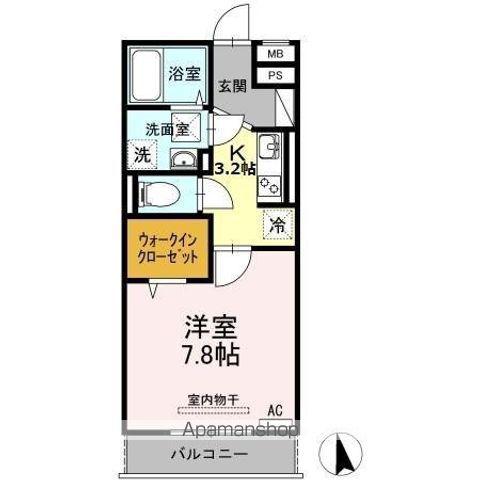 アプリコット櫛ヶ浜(1K/1階)の間取り写真
