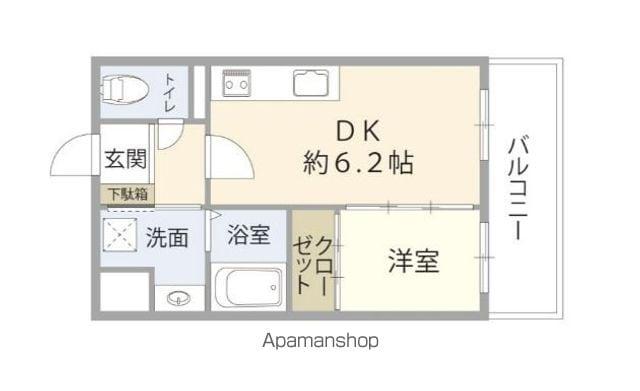 トレド下郡(1DK/2階)の間取り写真