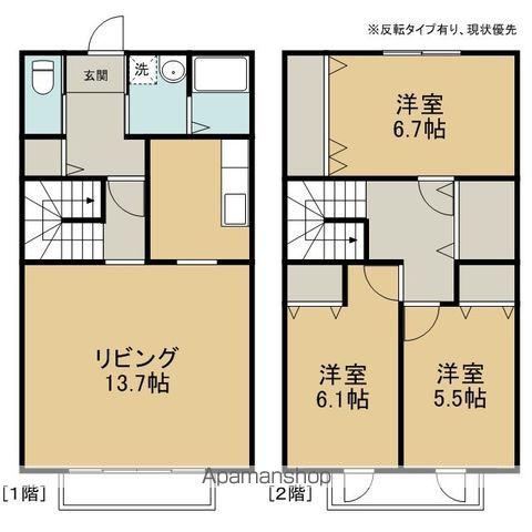 パーシモン上の橋(3LDK/2階)の間取り写真