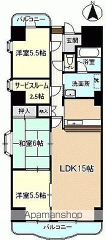 たいらニューカースル(3SLDK/4階)の間取り写真