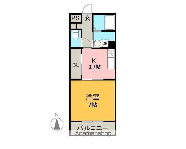 アビタシオンⅡ(1K/4階)の間取り写真